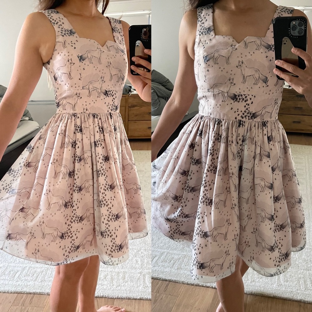 Vintage style OOAK wolf print dress